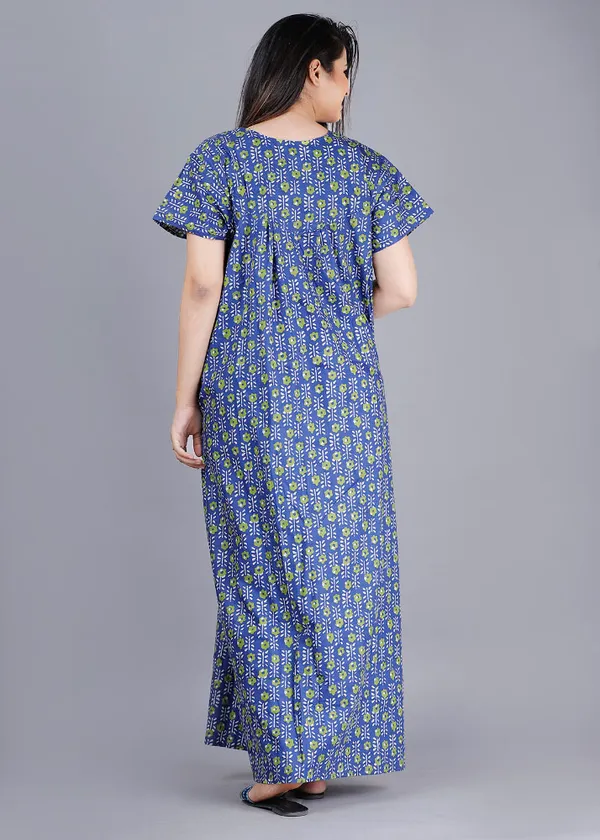 Blue_Pure_Cotton_Night_Gown_For_Women