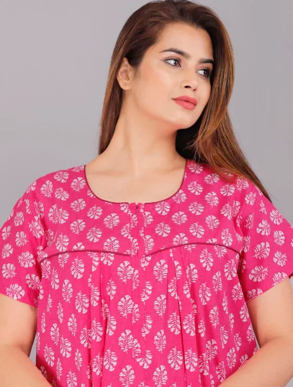 Pink_Pure_Cotton_Night_Gown_For_Women