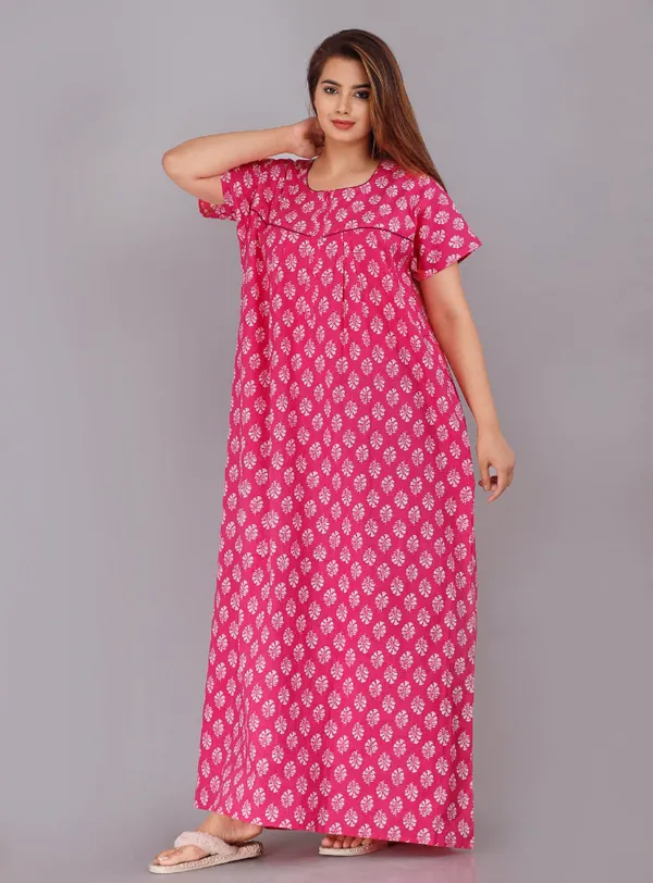 Pink_Pure_Cotton_Night_Gown_For_Women