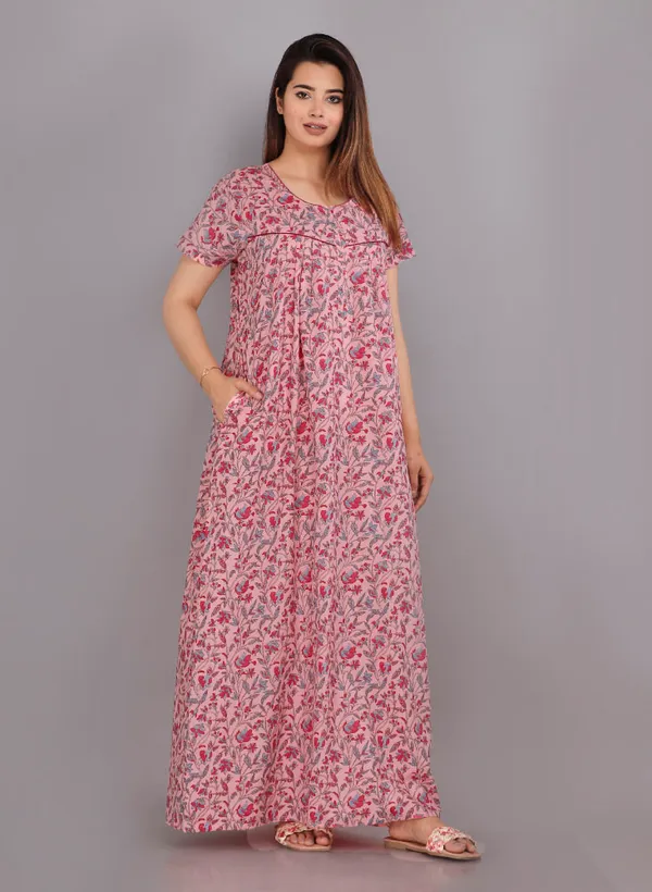 Pink_Pure_Cotton_Night_Gown_For_Women