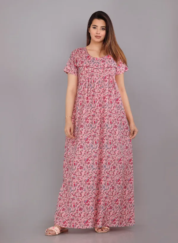 Pink_Pure_Cotton_Night_Gown_For_Women
