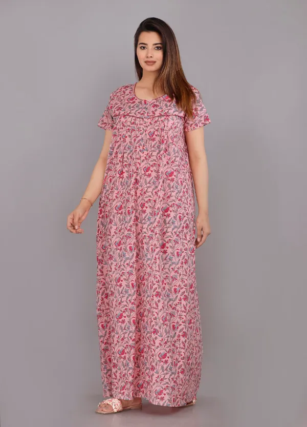 Pink_Pure_Cotton_Night_Gown_For_Women