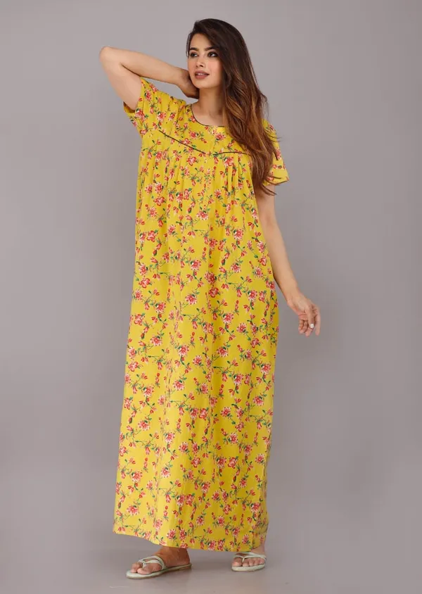 Yellow_Pure_Cotton_Night_Gown_For_Women