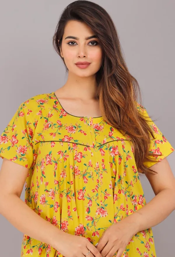 Yellow_Pure_Cotton_Night_Gown_For_Women