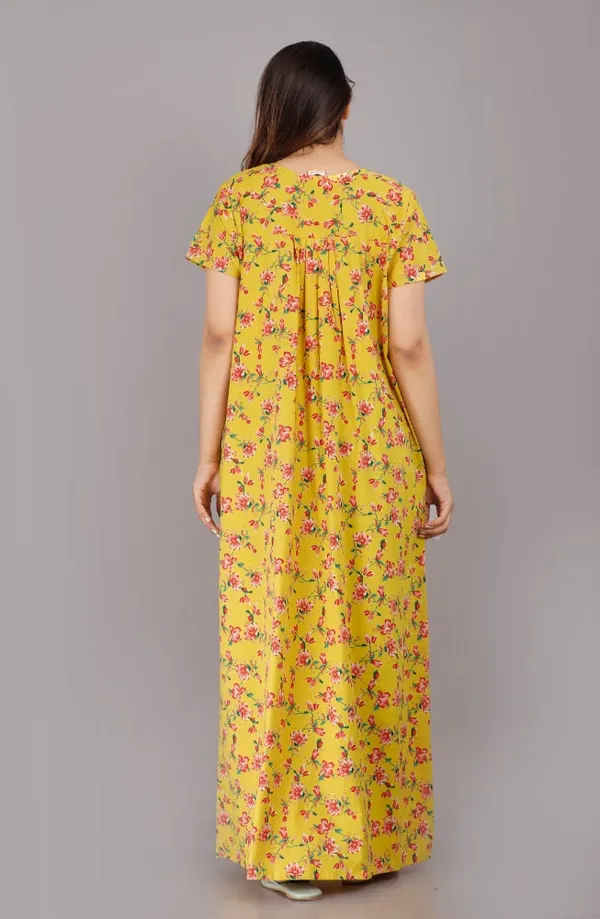 Yellow_Pure_Cotton_Night_Gown_For_Women