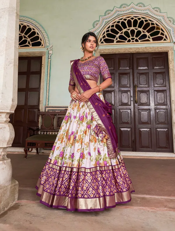 Wine_Patola_Print_Traditional_Lehenga_Choli_(Flower_Wine)