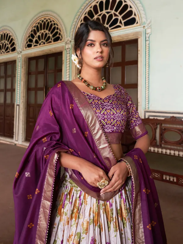 Wine_Patola_Print_Traditional_Lehenga_Choli_(Flower_Wine)