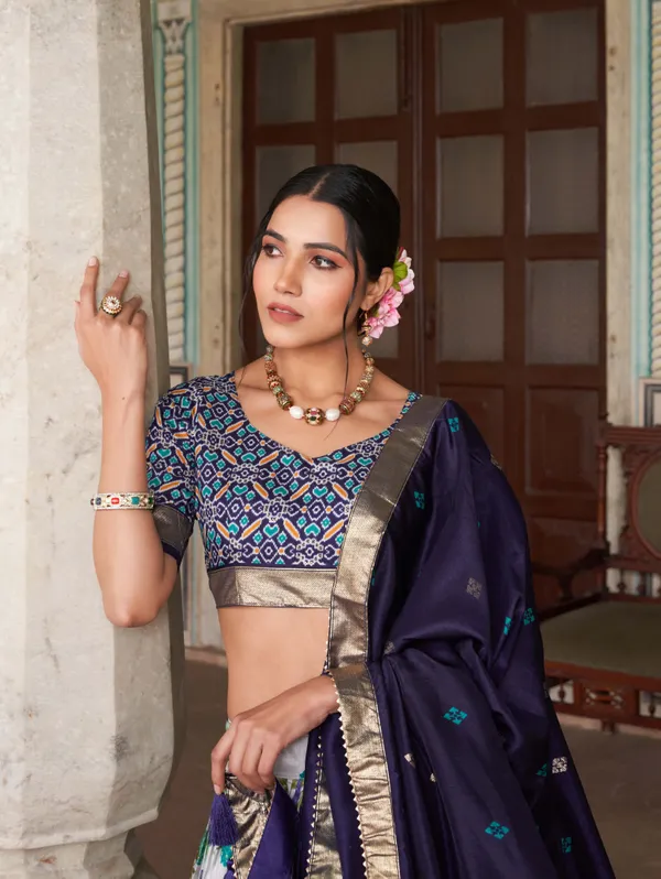 Blue_Patola_Print_Traditional_Lehenga_Choli_(Flower_N.Blue)