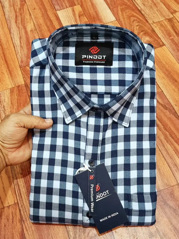 INDIGO_LYCRA_CHECK_SHIRT_FOR_MEN'S_