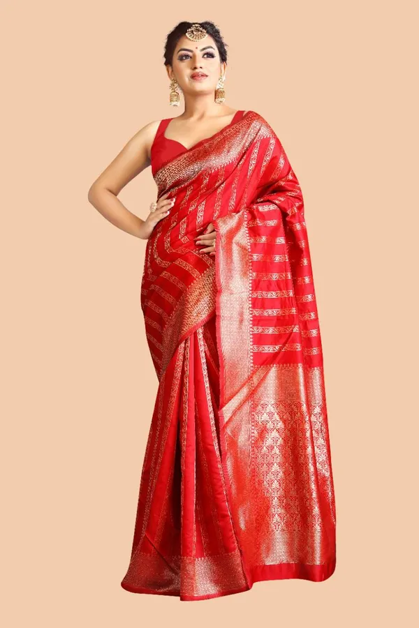 Red_Soft_Jequard_Weaving_Silk_Saree