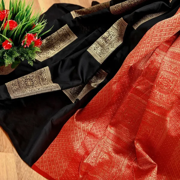 Black_Soft_jequard_Weaving_Silk_Saree