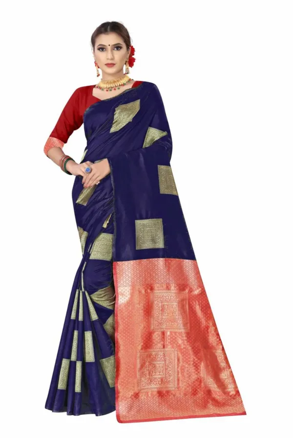 Blue_Soft_jequard__Weaving_Silk_Saree