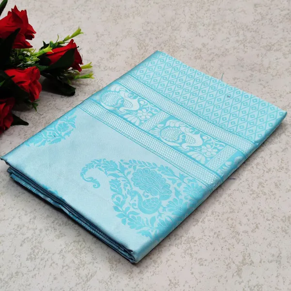 Sky_Blue_Soft_jequard_Weaving_Silk_Saree