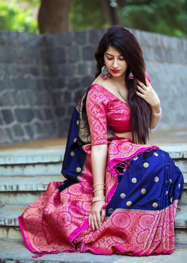 Blue_Soft_jequard__Weaving_Silk_Saree