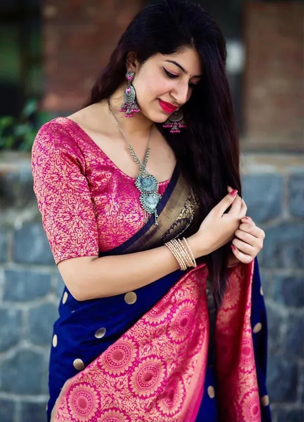 Blue_Soft_jequard__Weaving_Silk_Saree