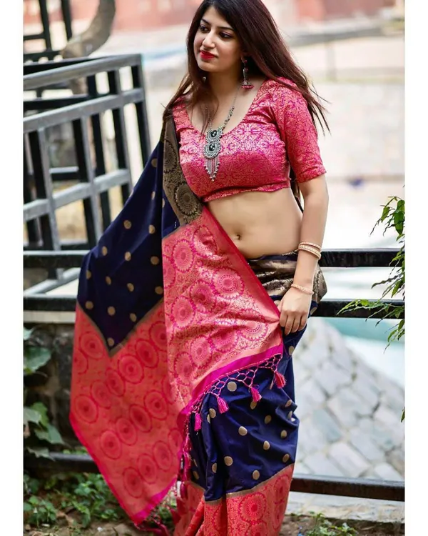 Blue_Soft_jequard__Weaving_Silk_Saree