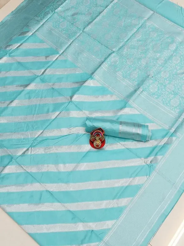 Sky_Blue_Soft_jequard_Weaving_Silk_Saree