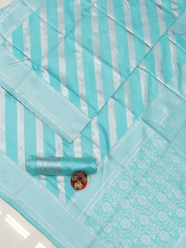 Sky_Blue_Soft_jequard_Weaving_Silk_Saree
