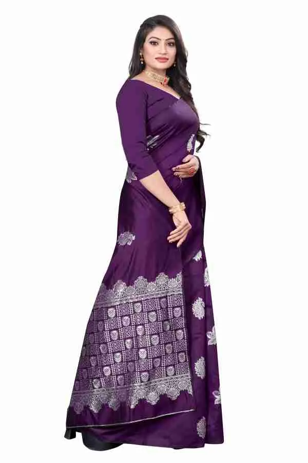 Purple_Soft_jequard_Weaving_Silk_Saree