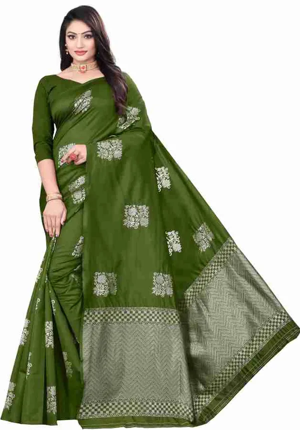 Green_Soft_Jequard_Weaving_Silk_Saree