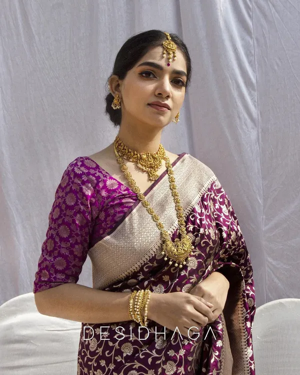 Purple_Soft_jequard__Weaving_Silk_Saree