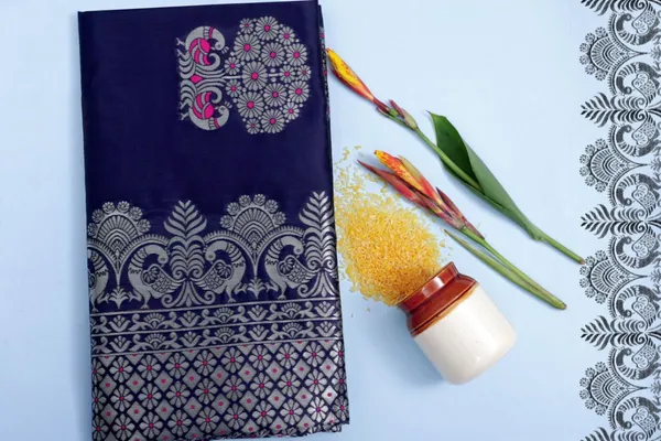 Blue_Soft_jequard__Weaving_Silk_Saree