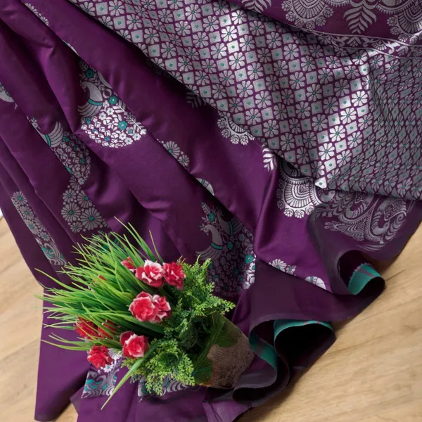 Purple_Soft_jequard__Weaving_Silk_Saree