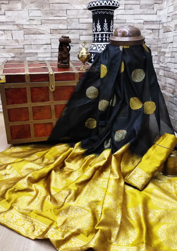 Black_Soft_jequard__Weaving_Silk_Saree