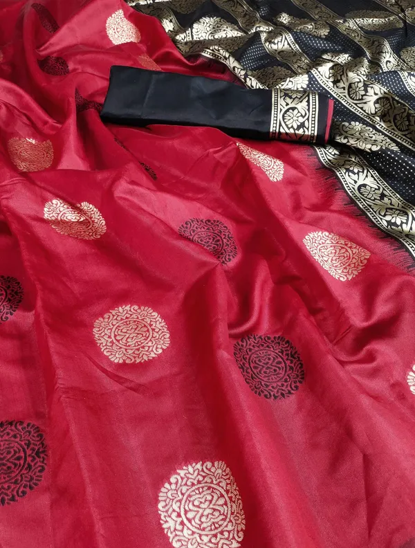 Red_Soft_jequard__Weaving_Silk_Saree