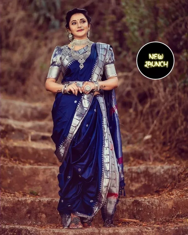 Blue_Soft_jequard__Weaving_Silk_Saree