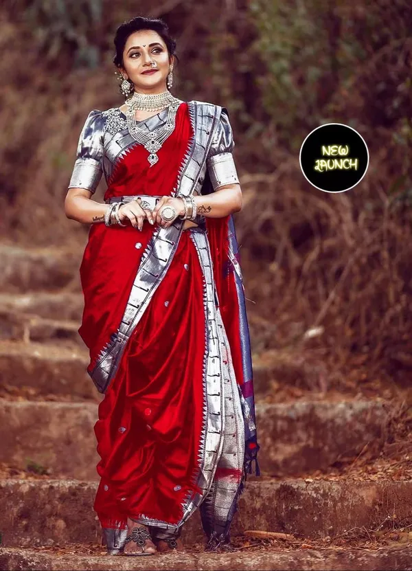 Red_Soft_jequard__Weaving_Silk_Saree