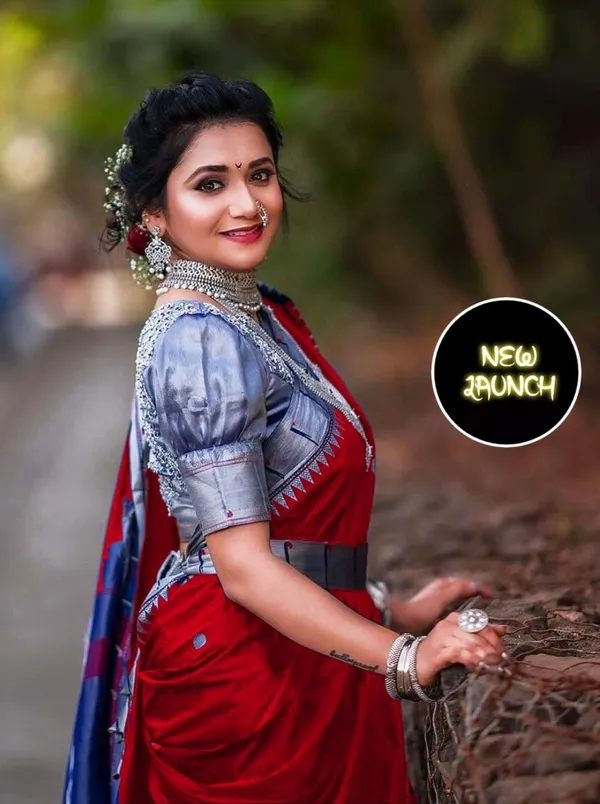 Red_Soft_jequard__Weaving_Silk_Saree