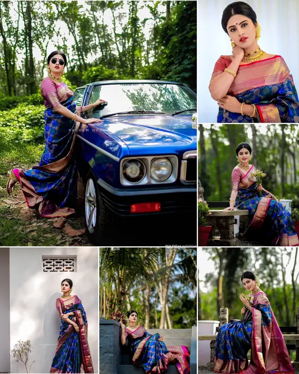 Blue_Soft_jequard__Weaving_Silk_Saree