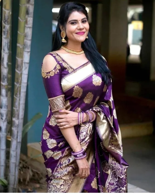 Purple_Soft_jequard__Weaving_Silk_Saree