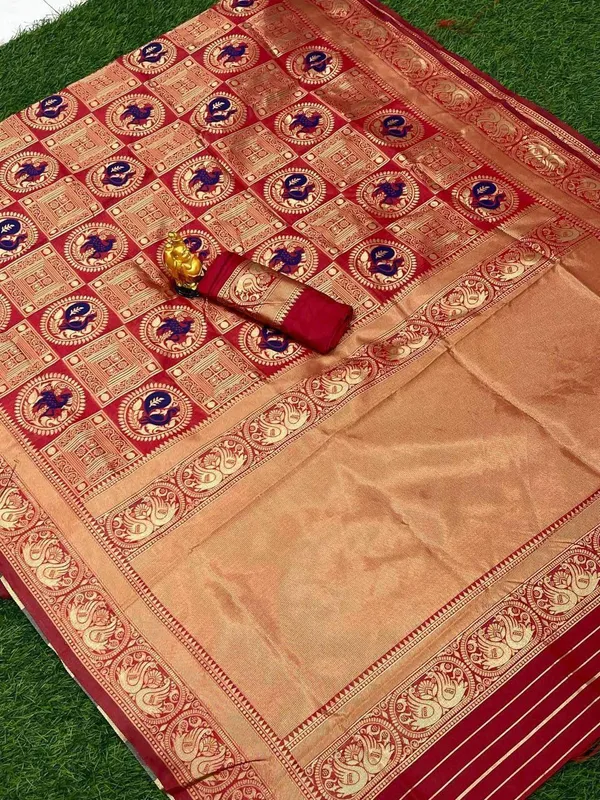 Goldred_Soft_jequard__Weaving_Silk_Saree