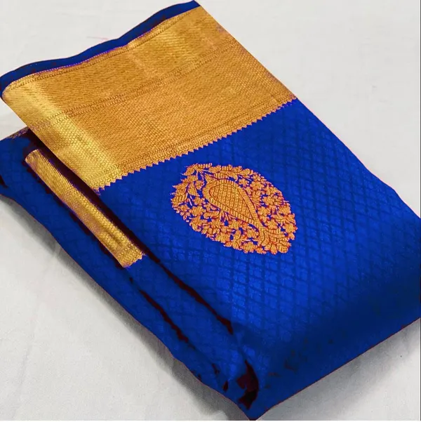 Blue_Soft_jequard__Weaving_Silk_Saree