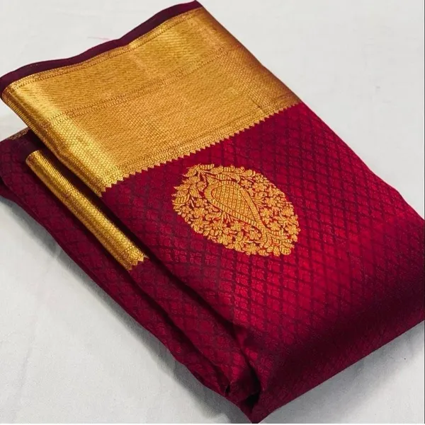 Maroon_Soft_jequard__Weaving_Silk_Saree