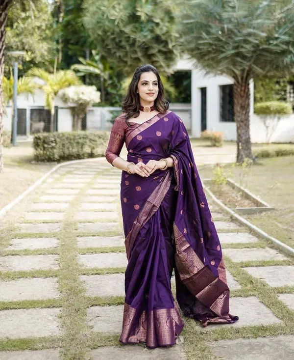 Purple_Soft_jequard__Weaving_Silk_Saree