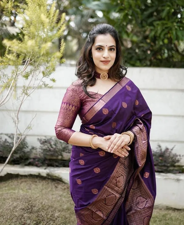 Purple_Soft_jequard__Weaving_Silk_Saree