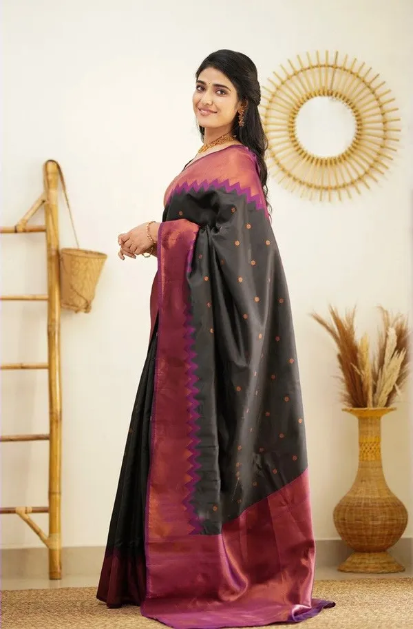 Black_Soft_jequard__Weaving_Silk_Saree