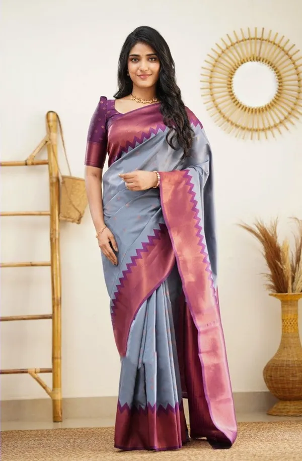 Gey_Soft_jequard__Weaving_Silk_Saree