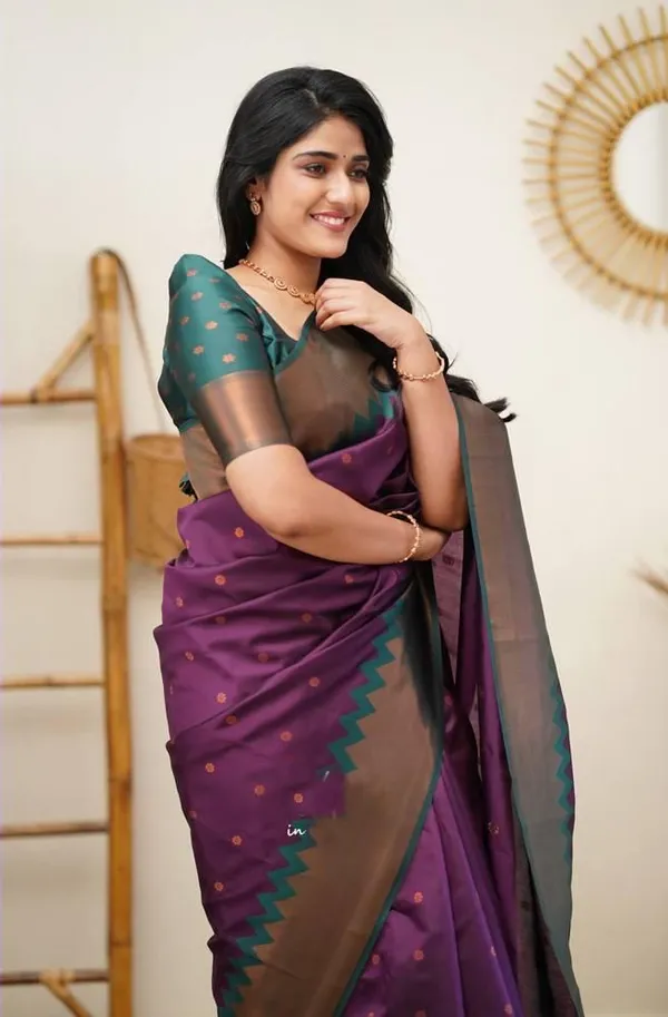 Purple_Soft_jequard__Weaving_Silk_Saree