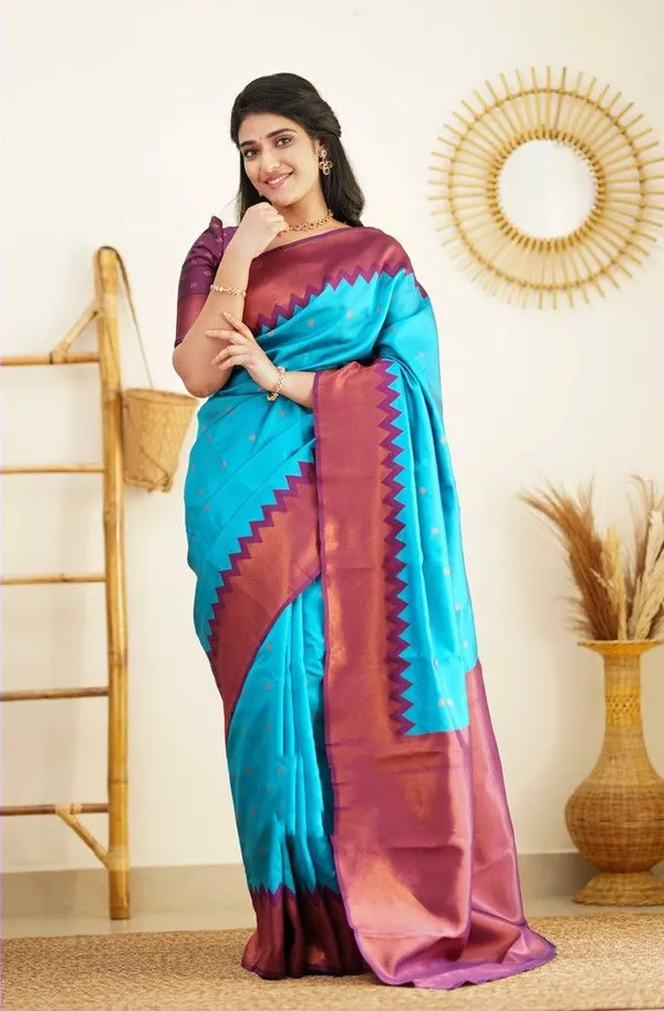 Sky_Blue_Soft_jequard__Weaving_Silk_Saree