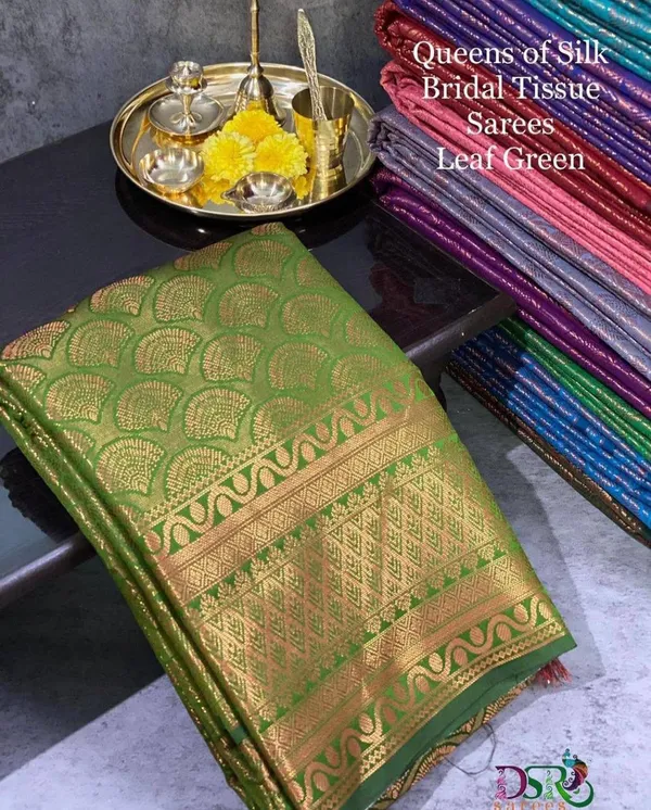 Green_Soft_jequard__Weaving_Silk_Saree
