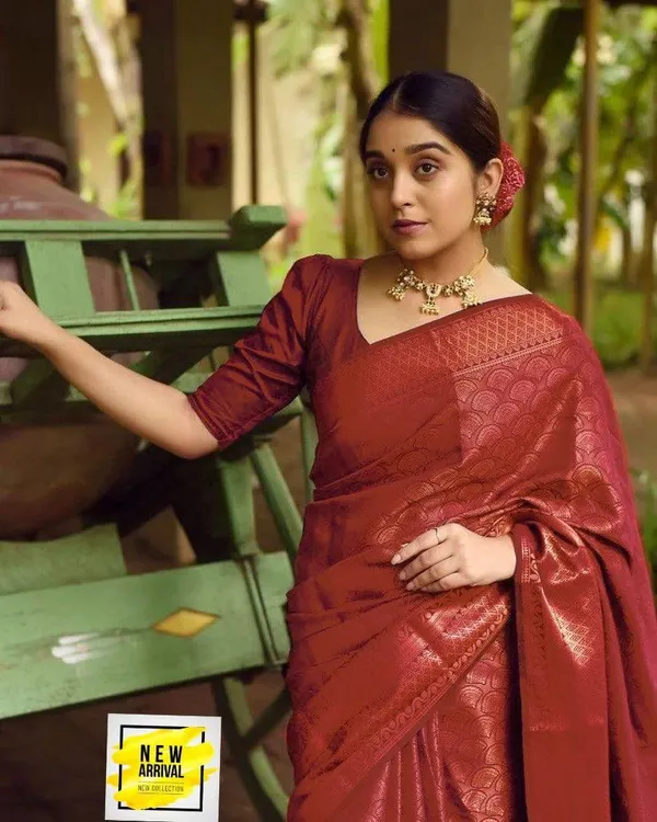 Red_Soft_jequard__Weaving_Silk_Saree
