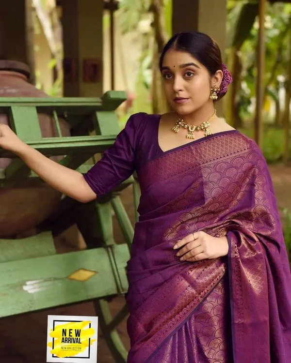 Wine_Soft_jequard__Weaving_Silk_Saree