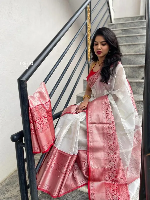 White_Soft_jequard__Weaving_Silk_Saree