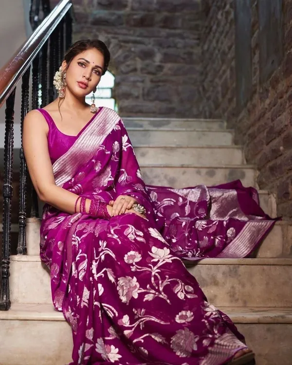 Purple_Soft_jequard__Weaving_Silk_Saree