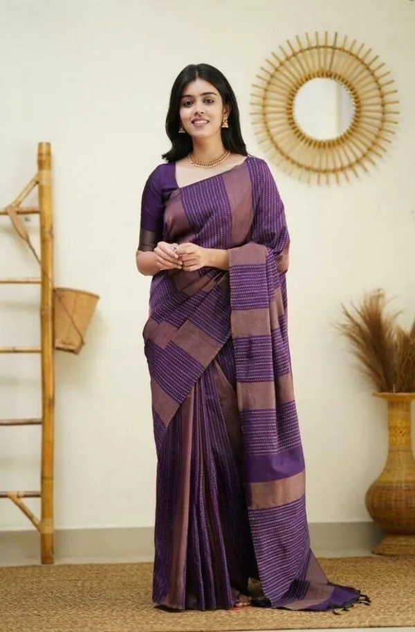 Wine_Soft_jequard__Weaving_Silk_Saree