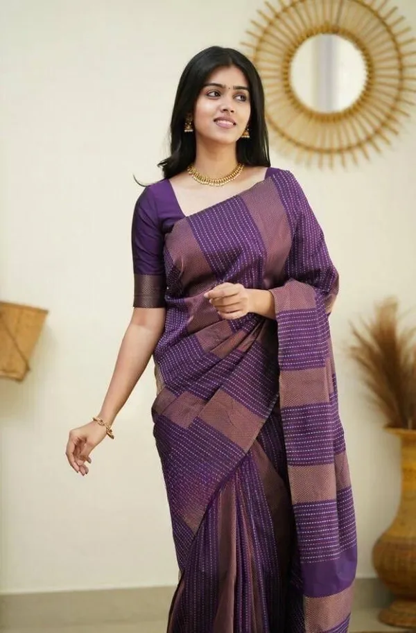 Wine_Soft_jequard__Weaving_Silk_Saree